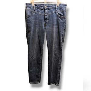 H&M & Denim Ultra High Waist Mom Jeans Blue Ankle Length Straight Leg- 14/32